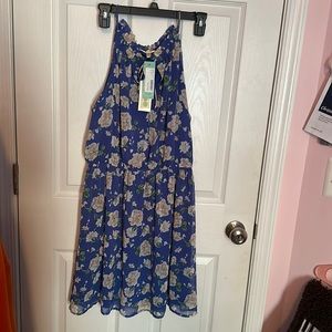 Skies are Blue Blue Floral print dress --Women's L